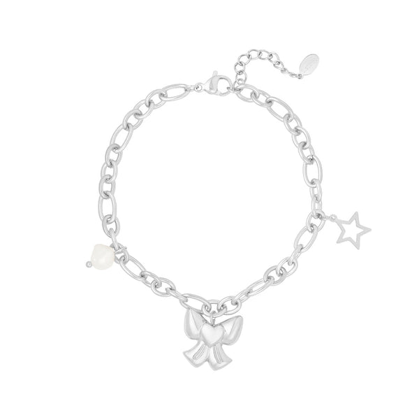 Charms with Bow Bracelet – Silver