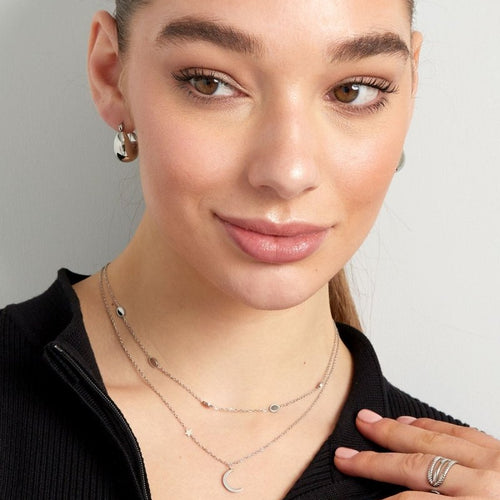Moon & Star Necklace Silver