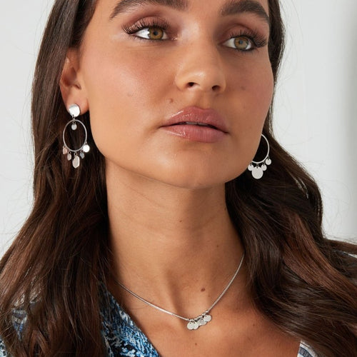 Hanging Coins Necklace Silver