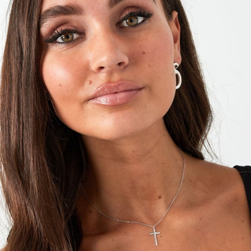 Cross Charm Necklace Silver