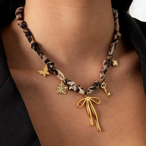 Leopard & Beads Necklace Gold