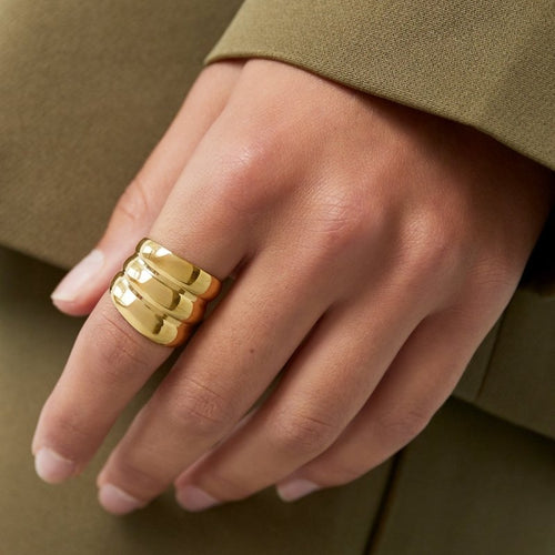 Three-in-a-Row Ring, Silver-Colored