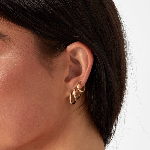 Three Little Hoop Earrings Trio – Silver