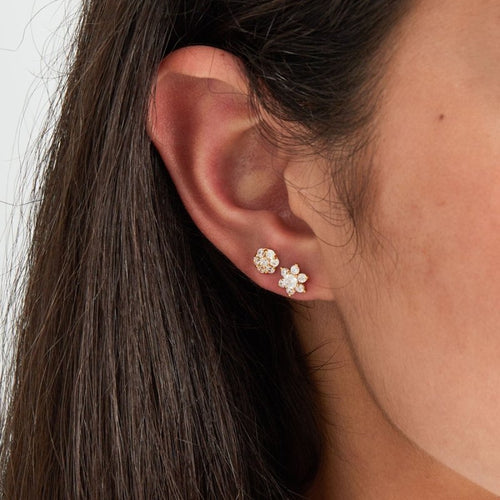 Round Stone Earrings, Gold-Colored – 925 Silver