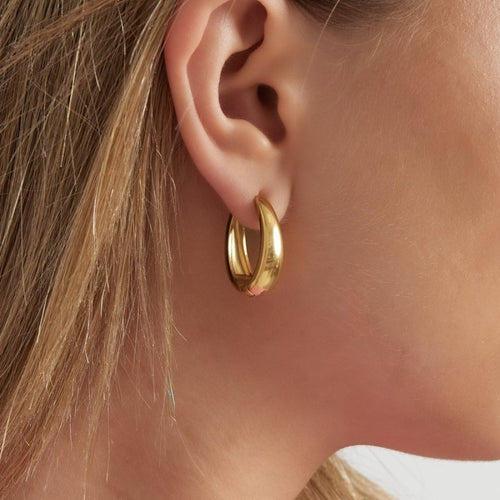 Classy Oval Hoop Earrings – Silver