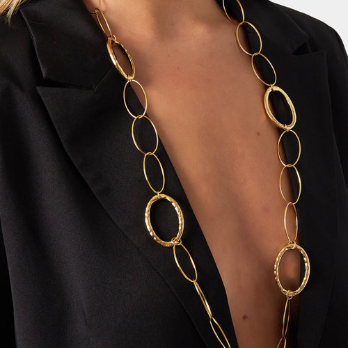 Statement Oval Link Necklace Gold
