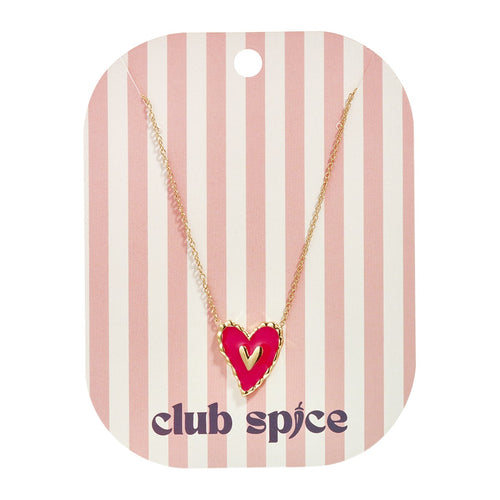 Hanging Red Heart Necklace - Gold