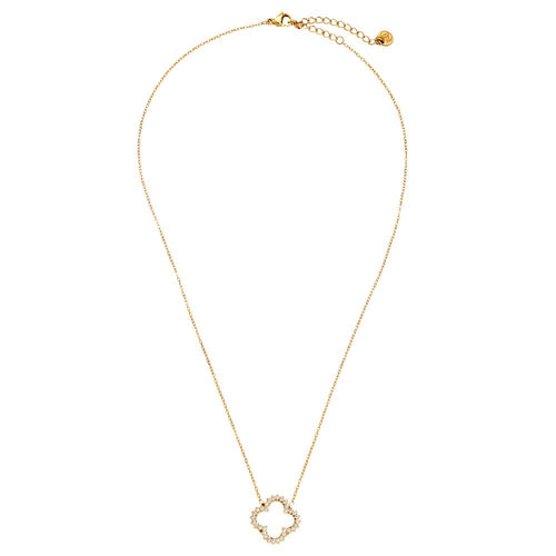 Hollow Diamond Lucky Flower Necklace Gold