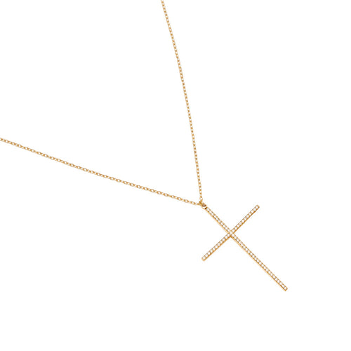 Gold Zirconia Cross Necklace