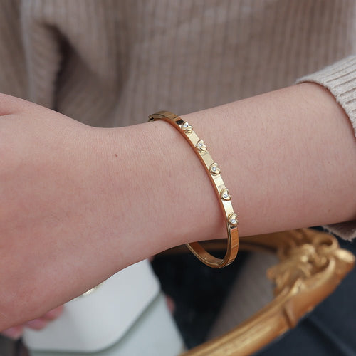Vintage Diamond Hearts Bracelet – Gold