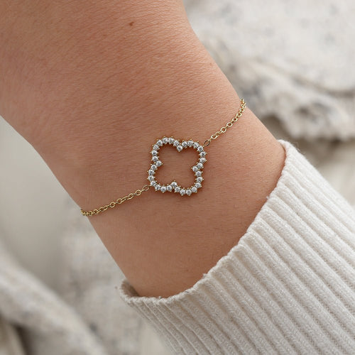 Diamond Lucky Flower Bracelet – Gold