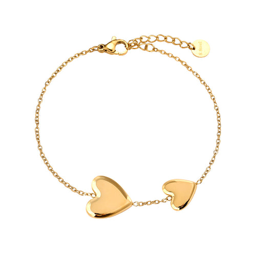 Two Hearts Together Bracelet – Gold