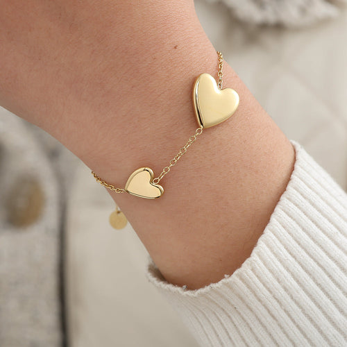 Two Hearts Together Bracelet – Gold