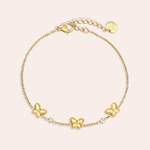 Butterfly & Diamond Dots Bracelet – Gold