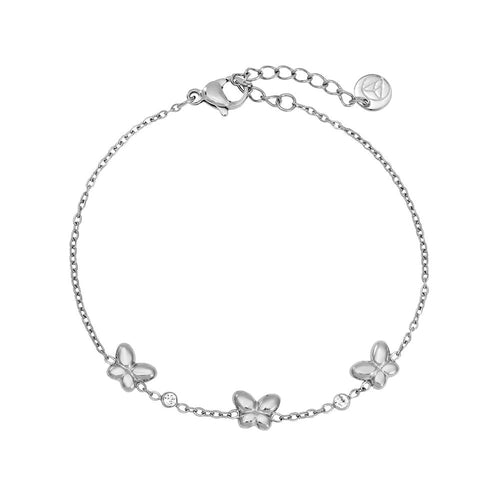 Butterfly & Diamond Dot Bracelet – Silver