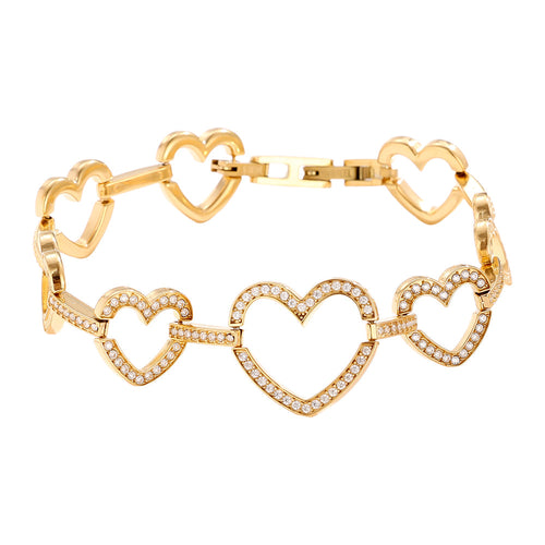 Diamond Hearts Shiny Bracelet – Gold