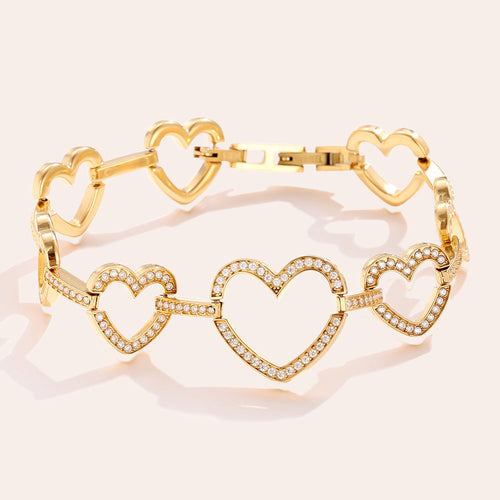 Diamond Hearts Shiny Bracelet – Gold