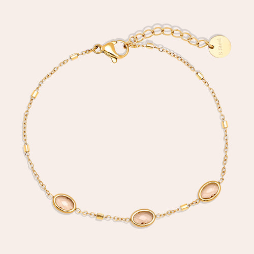 Small Oval Glass Bracelet – Gold