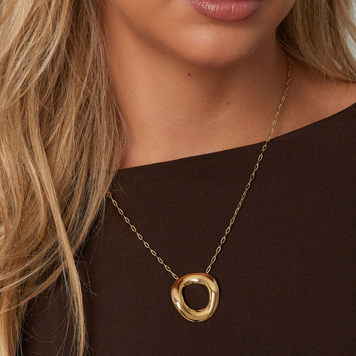 Luna Circle Gold Necklace
