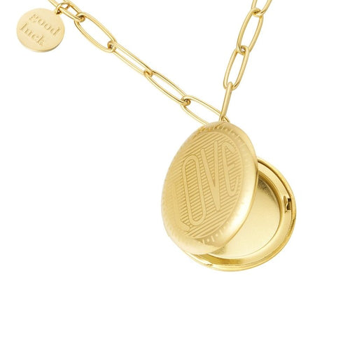 Chain Coin & Good Luck Necklace Gold