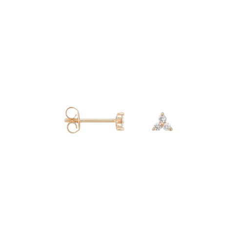 Single Triple Diamond Stud Earring