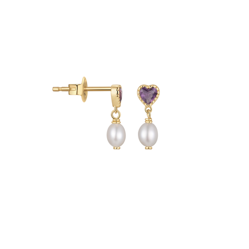 Single Pearl Heart Stud Earring