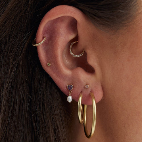 Single Pearl Heart Stud Earring