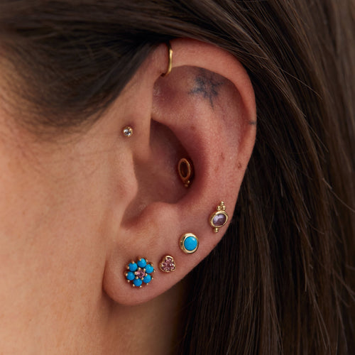 Single Rose Bloom Stud Earring