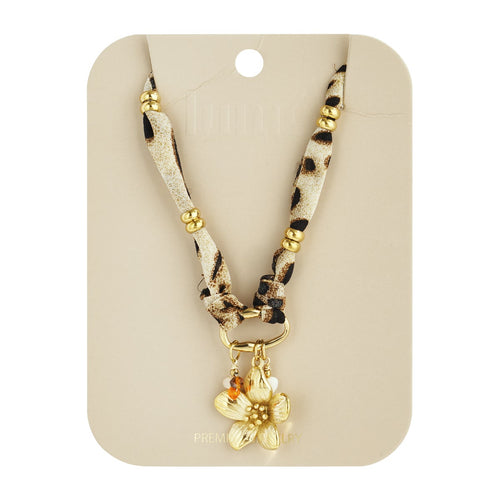 Leopard & Flower Necklace Gold