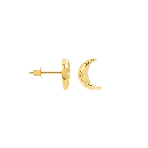 Single Golden Moon Stud Earring