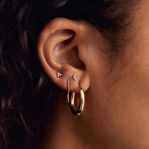 Single Golden Moon Stud Earring