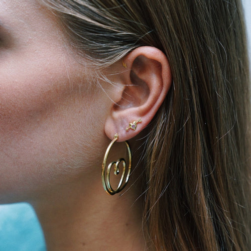 Single Cupid Heart Stud Earring