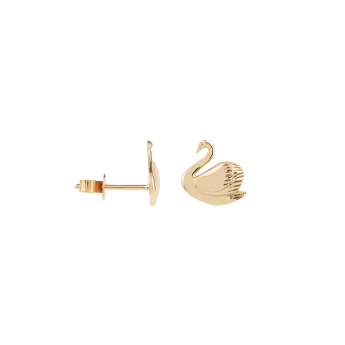 Single Gold Swan Stud Earring