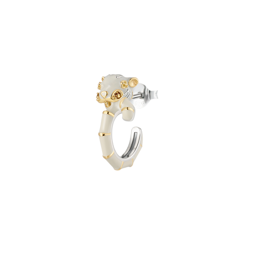 Single Snow Leopard Hoop Earring