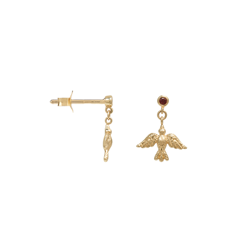 Single Ruby Dove Stud