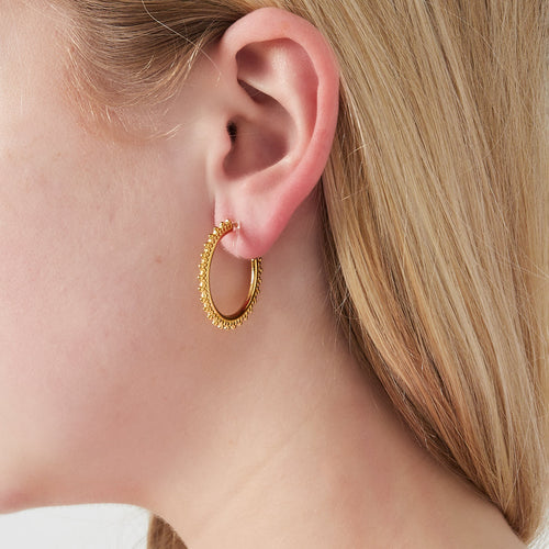 Sunburst Hoop Clip Earrings – Silver