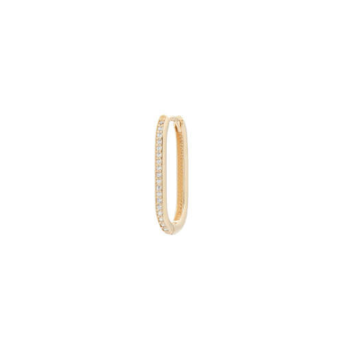 Single White Zirconia Paperclip Earring