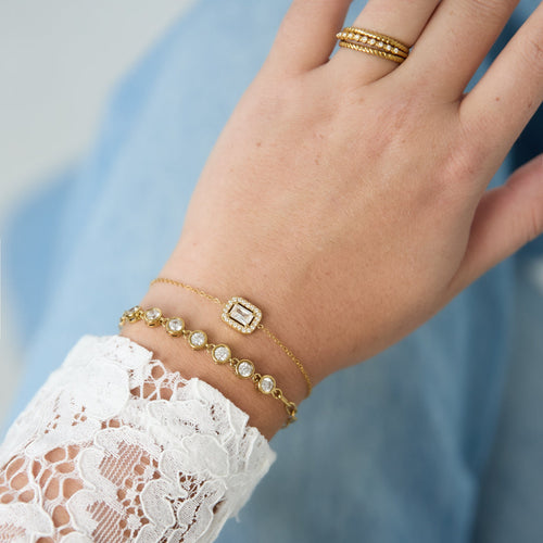 Diamond-Look Link Bracelet – Silver