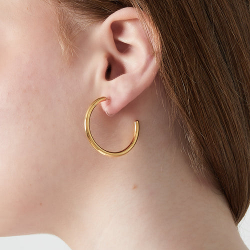 Classic Hoop Half-Open Clip Earrings – Gold