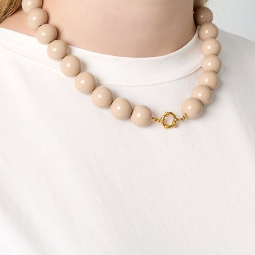 Resin Beaded Necklace Khaki Gold