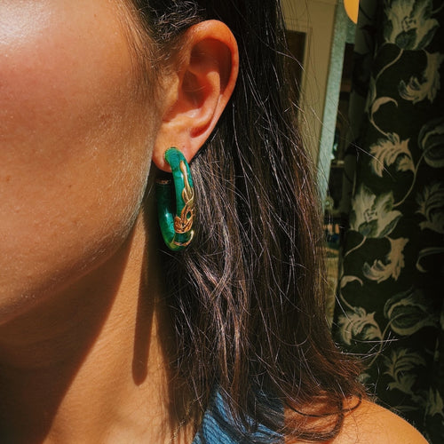 Emerald Serpent Earring Set