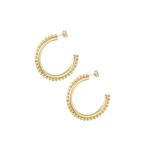 Basic Hoop Earrings with Balls – Gold