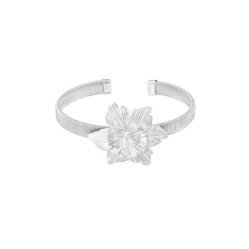 Blooming Flower Bangle – Silver