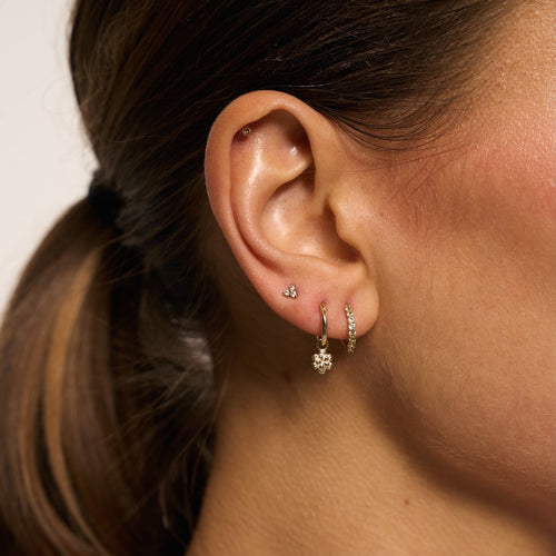 Single Triple Diamond Stud Earring