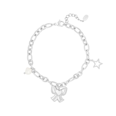 Charms with Bow Bracelet – Silver