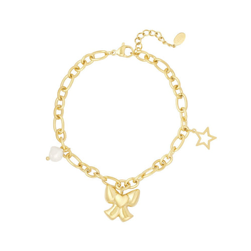 Charms with Bow Bracelet – Gold