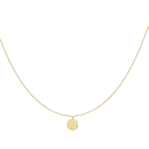 Charm with Stones Necklace - Gold - 925 Silver