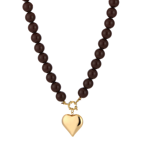 Chocolate Heart Gold Necklace