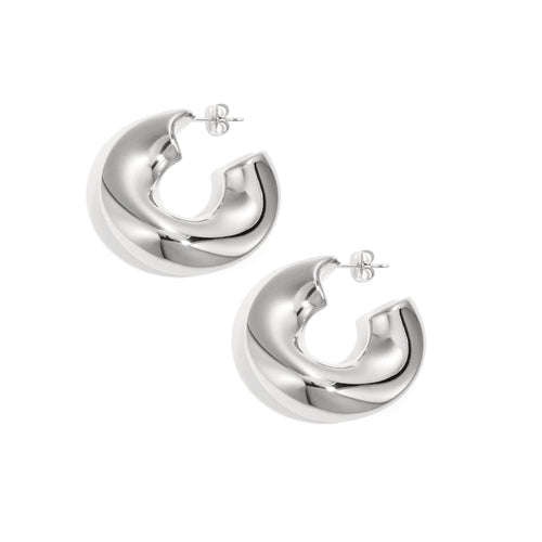 Chunky Bold Hoop Earrings – Silver