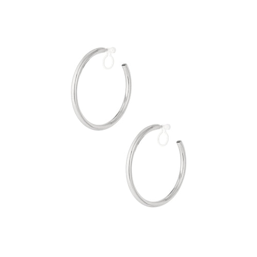 Classic Hoop Clip-On Earrings – Silver